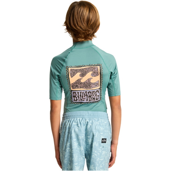 2026 Billabong Junior Re Issue Short Sleeve Rash Vest EBBWR03009 - Sea Green